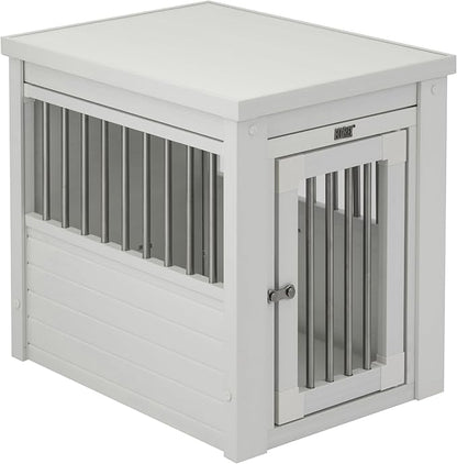 New Age Pet ECOFLEX InnPlace Dog Crate & End Table, Indoor Furniture Style Pet Kennel for Small, Medium, Large & XL Dogs, Durable Composite, Antique White, Small