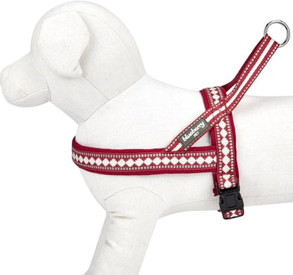 Blueberry Pet 4 Colors Soft & Comfy 3M Reflective Jacquard Padded Dog Harness, Chest Girth 16.5" - 21", Marsala Red, Small, Adjustable Harnesses for Dogs