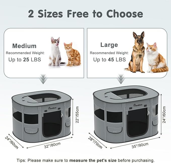 Dog Playpen, Portable Pet Cat PlayPen, 600D Oxford Dog Kennel Tent Crate, Waterproof&Breathable, Indoor Outdoor Travel Camping for Medium/Large Breed with Carrying Case+Bowl(L), Charcoal Gray