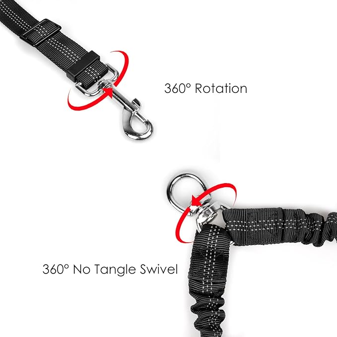 AUTOWT Double Dog Leash, No Tangle 360°Swivel Rotation Reflective Lead Attachment Adjustable Length Dual Two Dogs Lead Splitter, Comfortable Shock Absorbing Walking Training for 2 Dogs