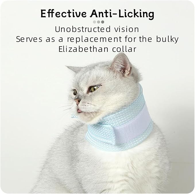 Cat Neck Brace Cover - Breathable Elizabethan Collar for Post-Surgery Recovery Anti-Lick Wound Adjustable Protective Cervical Cone for Small Medium Large Dogs Cats (Neck Girth 9.1-11.8" Depth3.2