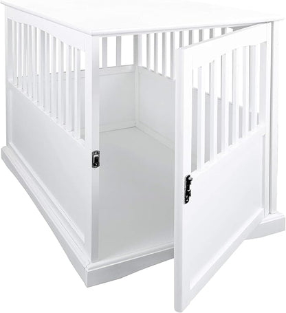 Casual Home Wooden Large Pet Crate, End Table, White 36.50" x 24.00" x 29.25"