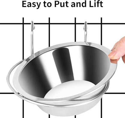 Fri4Free 2PCS Kennel Water Bowl Hanging,Stainless Steel Puppy Bowls for Small Dog Cage,Kennel, Crate, Catio Accessories,Dog Crate Water Bowl Dish Feeder Food Holder No Spill(8oz/1cup)