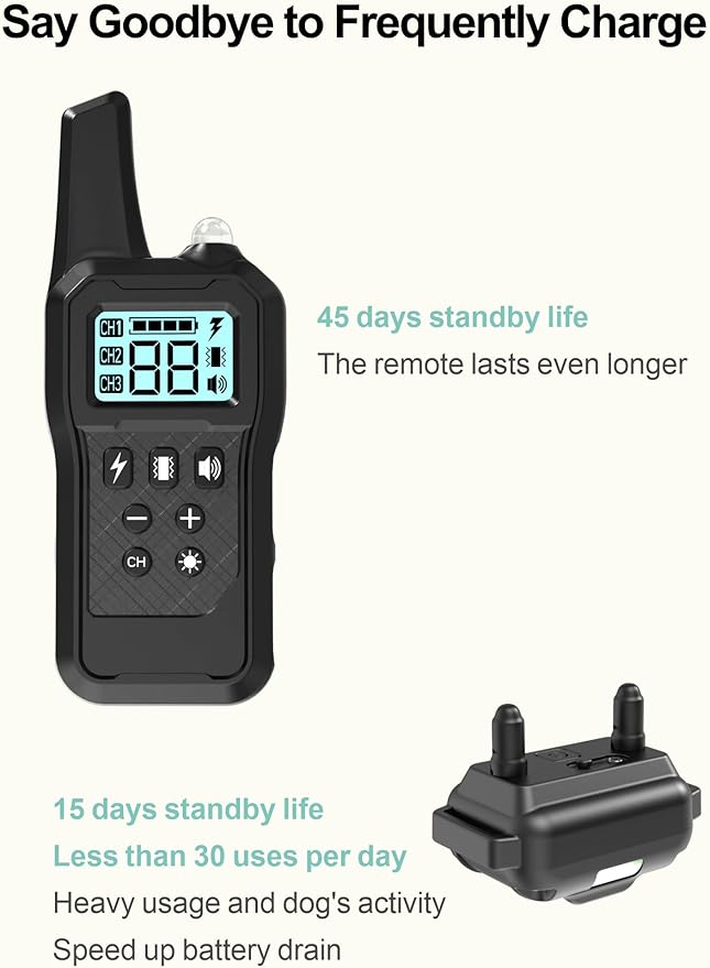 FunniPets Dog Shock Collar 2 Pack - Dog Training Collar with Remote IP65 Waterproof E Collar for Dogs Training with Shock Vibrate Beep and Light Modes for Small Medium Large Dogs