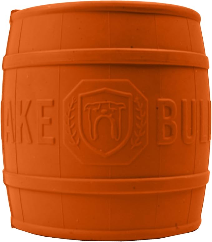 BULLYMAKE Orange Toss N' Treat Keg Toy for Dogs, Durable Rubber Dog Toys for Aggressive Chewers, Dental Stimulating, Treat Dispensing, Boredom Busting, Pet Supplies, Made in USA