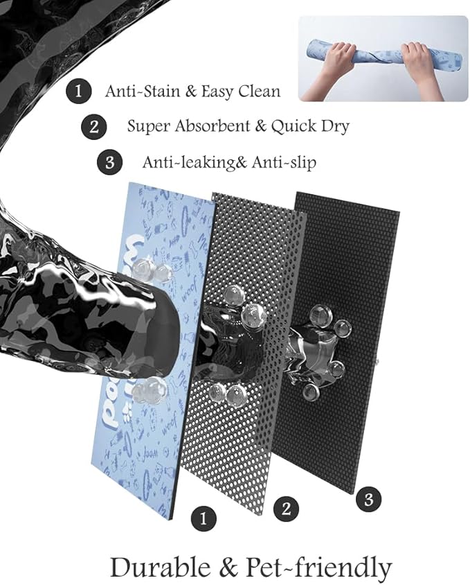 Pet Feeding Mat-Absorbent Dog Mat for Food and Water Bowl-No Stains Quick Dry Dog Water Dispenser Mat
