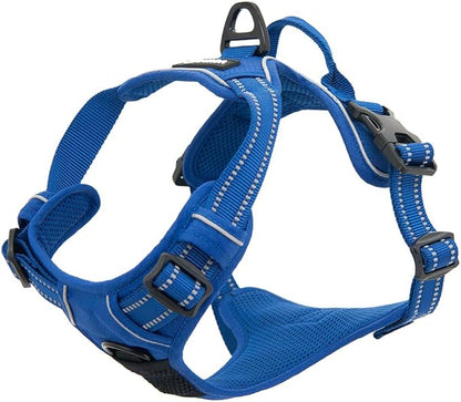 Voyager Dog Harness Dual Leash Attachment No-Pull Control Adjustable Soft but Strong Pet Harness for Medium and Large Dogs with 3M Reflective Technology, Royal Blue Lattice Nylon, XL (Chest: 28-37")