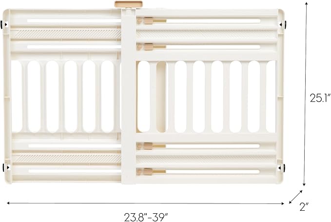 IRIS USA 24"-39" Dog Gate, Adjustable Indoor Pet Barrier, Pet Gate for Puppy, Small Dog, Cat, Easy Twist-to-Lock for Doorways & Stairs, Portable, Expandable, 25" Tall, White