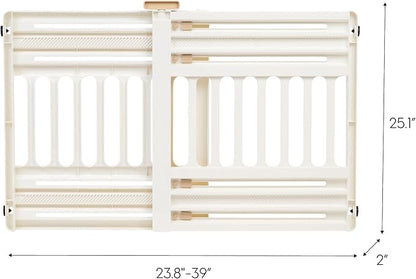 IRIS USA 24"-39" Dog Gate, Adjustable Indoor Pet Barrier, Pet Gate for Puppy, Small Dog, Cat, Easy Twist-to-Lock for Doorways & Stairs, Portable, Expandable, 25" Tall, White