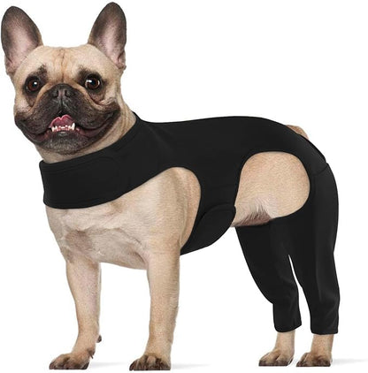 ROZKITCH Dog Sleeve to Prevent Licking for Rear Right Left Leg, Adjustable Pet Leg Sleeve Anti Licking Wound Elbow Protector for Sprain ACL CCL Arthritis Joint Care Black XS