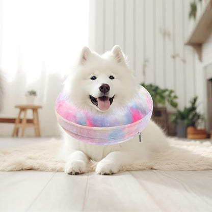 Inflatable Dog Cone Collar for Dogs and Cats, Dog Neck Collar Recovery E Collar Alternative After Surgery, Elizabethan Collar Alternatives for Dogs Recovery (Pink Blue, XL)