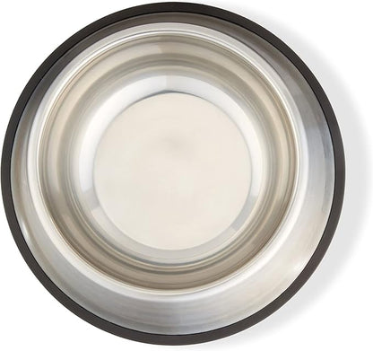 Amazon Basics Stainless Steel Non-Skid Dog Water And Food Bowls, Dishwasher Safe, Rust Resistant, 38oz Capacity, 10 x 2.8 Inches, 2-Pack