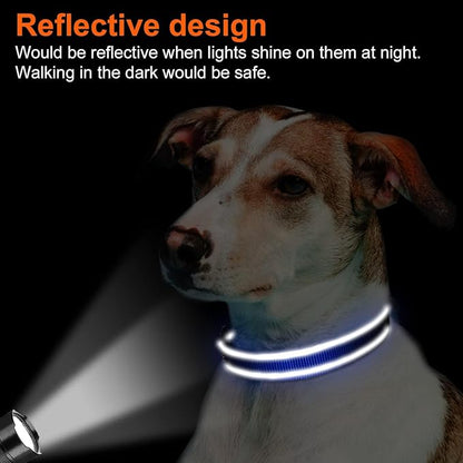 Joytale Reflective Dog Collar, Soft Neoprene Padded, Metal D-Ring, Nylon Pet Collar Adjustable for Medium Dogs, Navy Blue, M