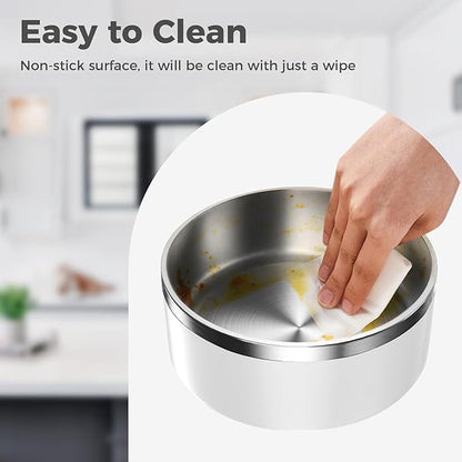 WENBOKMIN Dog Bowl, Stainless Steel Dog Food and Water Bowl with Non Slip Quiet Bottom, Easy to Clean, Dishwasher Safe, 40oz, White