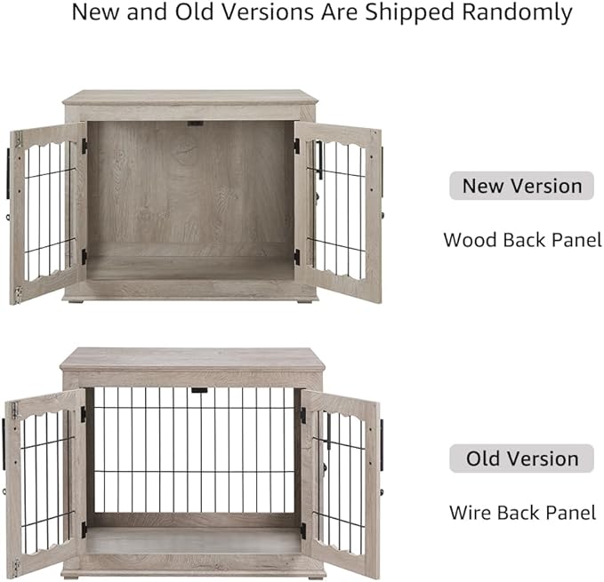beeNbkks Furniture Style Dog Crate End Table, Double Doors Wooden Wire Dog Kennel with Pet Bed, Decorative Pet Crate Dog House Indoor Medium Large