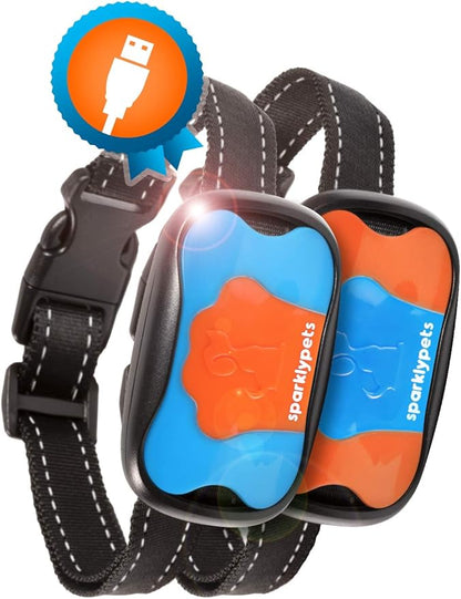 Humane Dog Bark Collar 2 Pack | Anti Barking Training Collar | Vibrating, No Shock Stop Barking for Small Medium Large Dogs | Excessive Barking Pet Corrector, (Rechargeable)