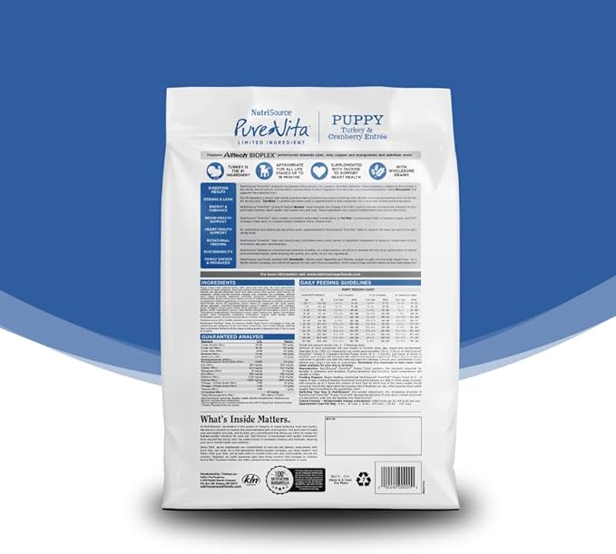 NutriSource Pure Vita Turkey & Cranberry Puppy Food, 12LB