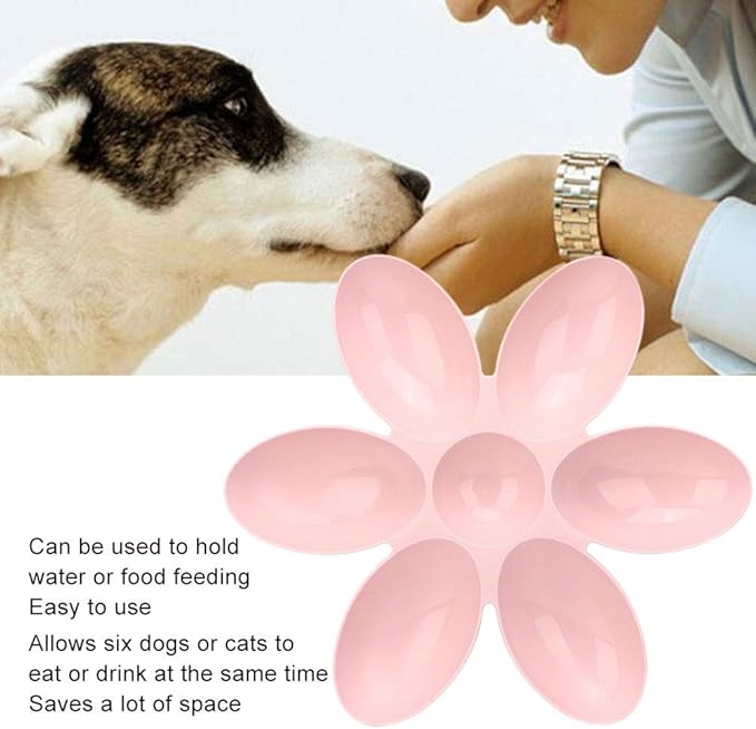 Pssopp Petal Bowl, 6-Petal Plastic Feeder, Easy to Use, Multi-Function, Space Saving, Stable Design