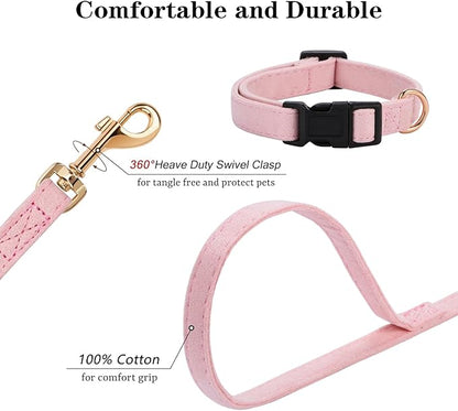 No Pull Dog Harness- Lightweight, Soft, Adjustable Small Harness Collar and Leash Set, Suitable for Cats Puppy Small and Medium-Sized Dog Outdoor Training and Running (Pink, XS)