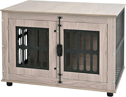 Amazon Basics Heavy Duty Dog Crate Furniture for Small to Medium Dogs, Wooden Dog House Dog Kennel Cage Indoor with Safety Lock, 38.5" L x 26.8" W x 25.6" H