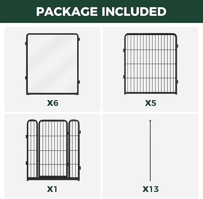 FXW AuraSpace Pro Acrylic & Wire Mesh Indoor Dog Playpen, 32" Height 12 Panels Metal Dog Pen for Small and Medium Dogs, Black│Patented