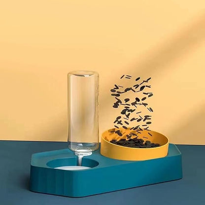 Dog Bowls Drinking Food Container Wet and Dry Food Bowls Set Pet Feeding Station Automatic Pet Feeder for Cats Dogs Supplies, Double Blue