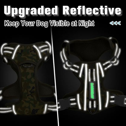 BARKBAY Dog Harness No Pull with ID Tag Pocket - Heavy Duty, Reflective, Easy Control for Large Dogs(Camo,XS)