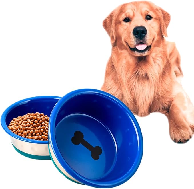 Stainless Steel Bowl - No Slip, No Tip - with Silicone Rubber Foot. (32)