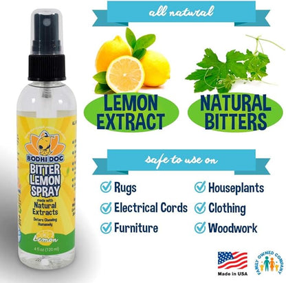 Bodhi Dog Bitter Lemon Spray - Anti-Chew Spray for Dogs, Cats, Puppies, & Kittens - Training Aid for Chewing - Safe & Non Toxic - Ideal for Pet Behavioral Training - Made in USA (4 Fl Oz)