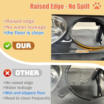Marchul Elevated Dog Bowls, Raised Dog Food Water Bowls with 2 Thick Stainless Steel Bowls, 4 Height Adjustable, Non-Slip Stand for Medium Large Dogs (with Mat)