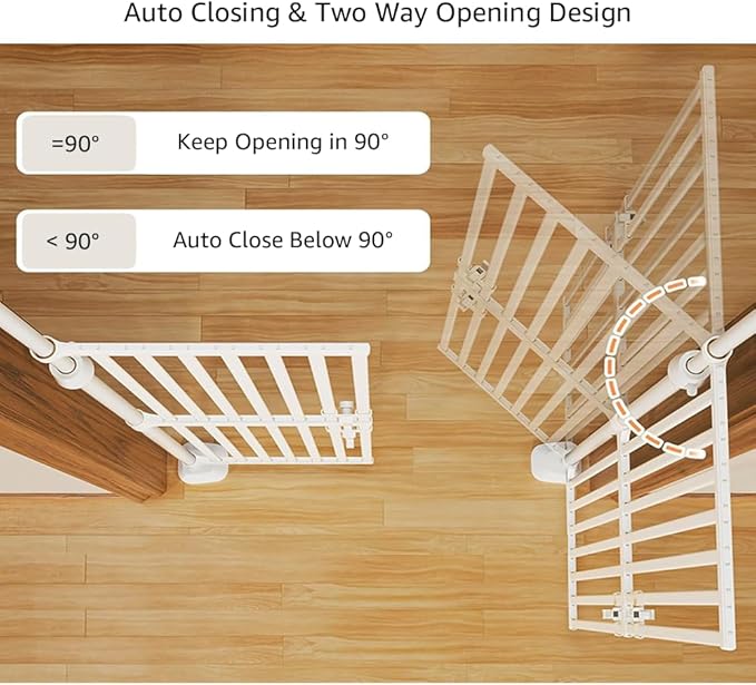 unipaws 75" High Extra Tall Cat Gate, Auto Closing and No Drilling Safety Gate for Doorway Hallway Stairs, Cat Dog Proof, Fit for 35"-38" Wide Opening, Indoor Use, White