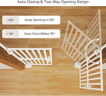 unipaws 75" High Extra Tall Cat Gate, Auto Closing and No Drilling Safety Gate for Doorway Hallway Stairs, Cat Dog Proof, Fit for 35"-38" Wide Opening, Indoor Use, White