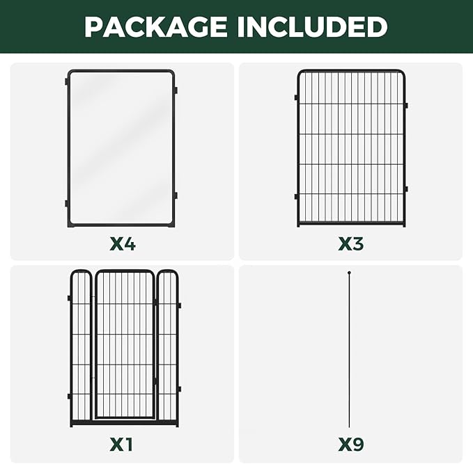 FXW AuraSpace Pro Acrylic & Wire Mesh Indoor Dog Playpen, 40" Height 8 Panels Metal Dog Pen for Medium and Large Dogs, Black│Patented