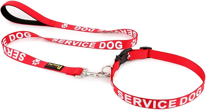 Plutus Pet Service Dog Collar,Printed in Large Letters on Nylon Webbing,Prevents Accidents by Warning Others of Your Dog in Advance,Two Colors,Four Sizes,Neck 8-12 inch,Extra Small,Red