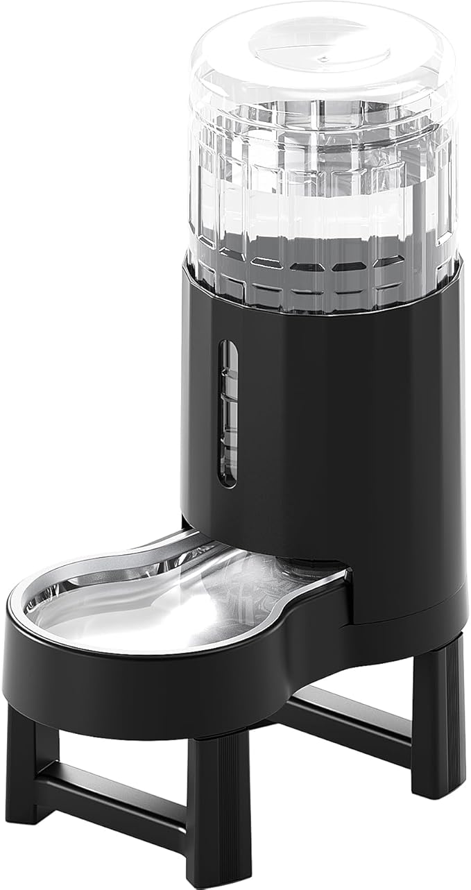 CZPET Elevated Dog Water Bowl Dispenser for Large Dogs,8L Tall Raised Pet Waterer Stand,Relieve Neck Pressure,Large Capacity and Drinking Area Noise-Free for Pets (8L+Stand,Black)
