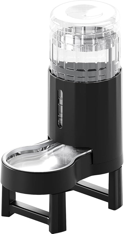 CZPET Elevated Dog Water Bowl Dispenser for Large Dogs,8L Tall Raised Pet Waterer Stand,Relieve Neck Pressure,Large Capacity and Drinking Area Noise-Free for Pets (8L+Stand,Black)