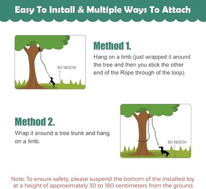 HOPET Dog Outdoor Bungee Hanging Toy, Tether Tug of War Toys for Medium to Large Dog to Exercise, Durable Interactive Tug Toy, Dog Rope Toys
