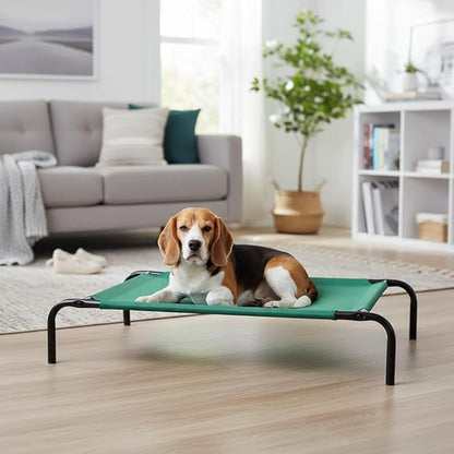 Amazon Basics Cooling Breathable Elevated Dog Bed with Metal Frame for Medium Dogs, 43" x 26" x 7.5", Green