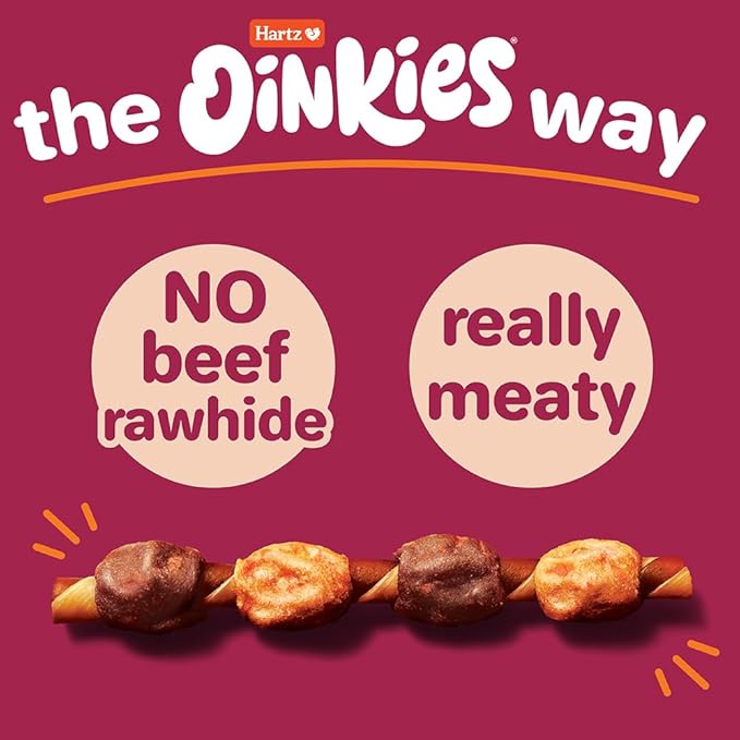 Hartz Oinkies Hearty Kabob Dog Treats with 100% Real Chicken, Duck, Sweet Potato & Carrot, Rawhide-Free, Natural Dog Treats, Highly Digestible Long Lasting Chews, 36 Count