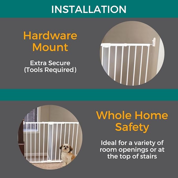 MyPet ClearPath Wide Staircase & Hallway Pet Gate with Hardware Mount. 31" Tall, 28.7"-47.9" Wide.