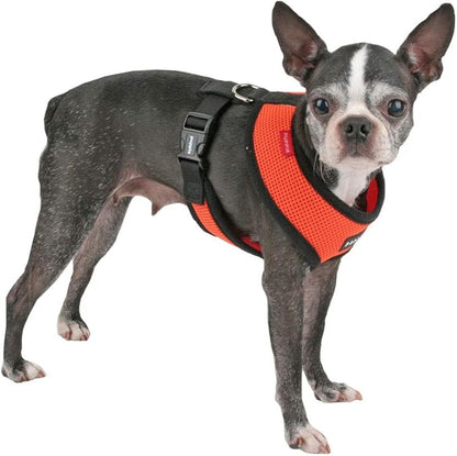 Puppia Soft Dog Harness No Choke Over-The-Head Triple Layered Breathable Mesh Adjustable Chest Belt and Quick-Release Buckle, Orange, X-Small