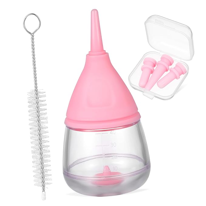 Mikikit Newborn Pet Feeding Bottle Kit Cat Milk Bottle Silicone Nipples Cleaning Brush
