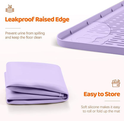 Pee Pads for Dogs, 34" x 22" Extra Large Reusable Silicone Mat, Washable Puppy Training Pads for Potty Training, Non-Slip, Leak-Proof, Indoor Floor Protection (Purple)