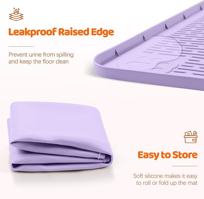 Pee Pads for Dogs, 40" x 28" Extra Large Reusable Silicone Mat, Washable Puppy Training Pads for Potty Training, Non-Slip, Leak-Proof, Indoor Floor Protection (Purple)