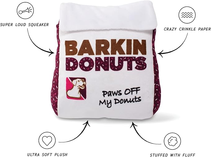 Fringe Studio Plush Dog Toy, BARKIN Donuts Donut Bag(289735)