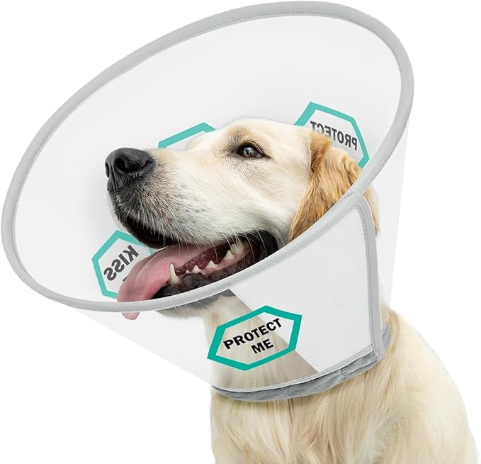 Supet Dog Cone Collar After Surgery to Stop Licking: Adjustable Recovery Elizabeth Collar Alternative for Large Medium Small Dogs, Plastic Pet Head Neck Cone (2XL)