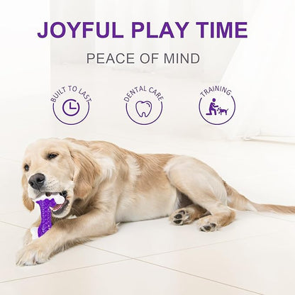Kseroo 2-Pack Indestructible Dog Toys for Aggressive Chewers: Bacon Flavored Hard Nylon Bone Chew Toys, Tough Dog Chew Toys for Large Dogs, Dog Toys to Keep Them Busy for Medium Large Breed, Purple