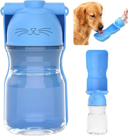 Dog Water Bottle, Portable Leak-Proof Water Dispenser with Drinking Bowl for Dogs and Cats, Travel Puppy Fountain Pet Water Bottle for Hiking Walking Outdoor(A012B-blue)