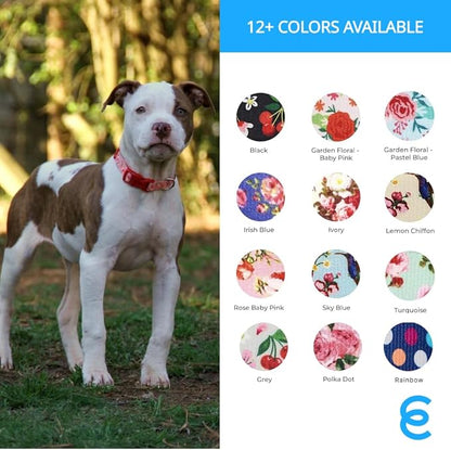 Blueberry Pet 7 Patterns Cherry Garden Grey Adjustable Dog Collar with Dainty Flowers, Large, Neck 18"-26"