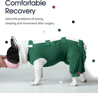 IECOii Dog Surgical Recovery Suit Male Female,Breathable Dog Bodysuit Dog Cone Alternative After Surgery with Pee Hole,Soft Dog Onesie for Spay Neuter Surgery Recovery Prevent Licking,XXXL-Green